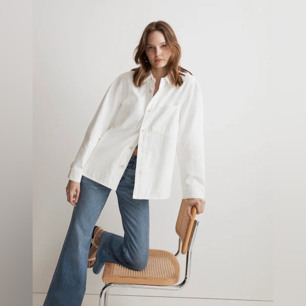 Madewell Denim Chore Jacket / Shacket Oversized Tile White Size XS